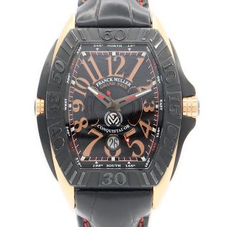 フランクミュラー(FRANCK MULLER)のFRANCK MULLER フランクミュラー コンキスタドール グランプリ 8900SCJ 日本限定100本 デイト 黒 ブラック ギョーシェ K18RG ローズゴールド Ti チタン 純正K18尾錠 メンズ 自動巻き【6ヶ月保証】【中古】【腕時計】(腕時計(アナログ))