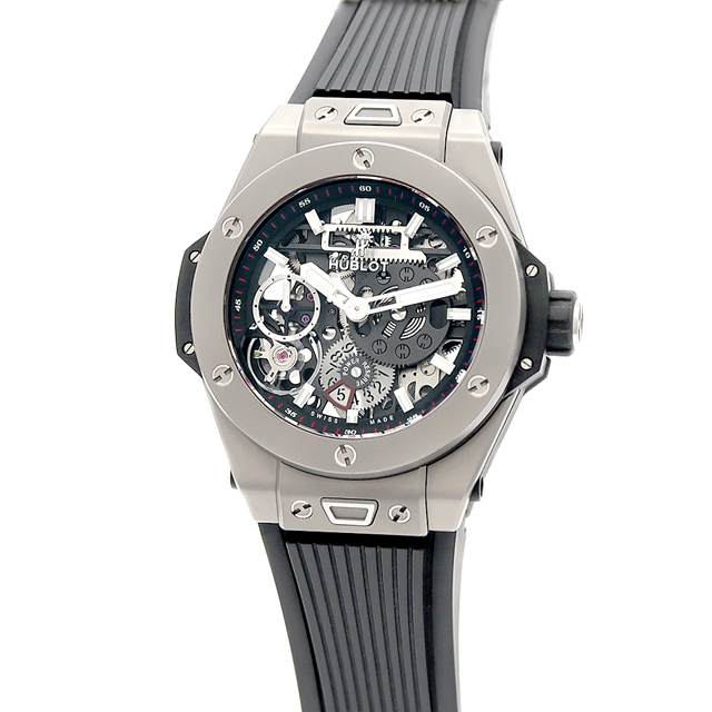 HUBLOT(ウブロ)の内部点検済 HUBLOT ウブロ ビッグバン ウニコ メカ10 チタニウム 414.NI.1123.RX 45mm パワーリザーブ スケルトン グレー Ti チタン 純正ベルト 純正尾錠 メンズ 手巻き【6ヶ月保証】【腕時計】【中古】 メンズの時計(腕時計(アナログ))の商品写真