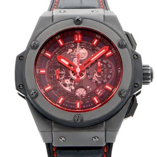 ウブロ(HUBLOT)のHUBLOT ウブロ キングパワー ウニコ レッドマジック 701.CI.1123.GR クロノグラフ デイト スケルトン 黒 ブラック セラミック チタン 純正ベルト 純正尾錠 メンズ 自動巻き【6ヶ月保証】【腕時計】【中古】(腕時計(アナログ))