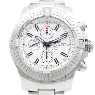 ブライトリング(BREITLING)の内部点検済 BREITLING ブライトリング スーパーアベンジャー クロノグラフ 48 A133751A1A1A1 1000本限定 300m防水 デイト 白 ホワイト SS ステンレス メンズ 自動巻き【6ヶ月保証】【腕時計】【中古】(腕時計(アナログ))