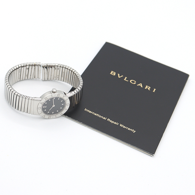 電池交換済 BVLGARI ブルガリ ブルガリブルガリトゥボガス BB262TS デイト 黒 ブラック SS ステンレス レディース クォーツ【6ヶ月保証】【腕時計】