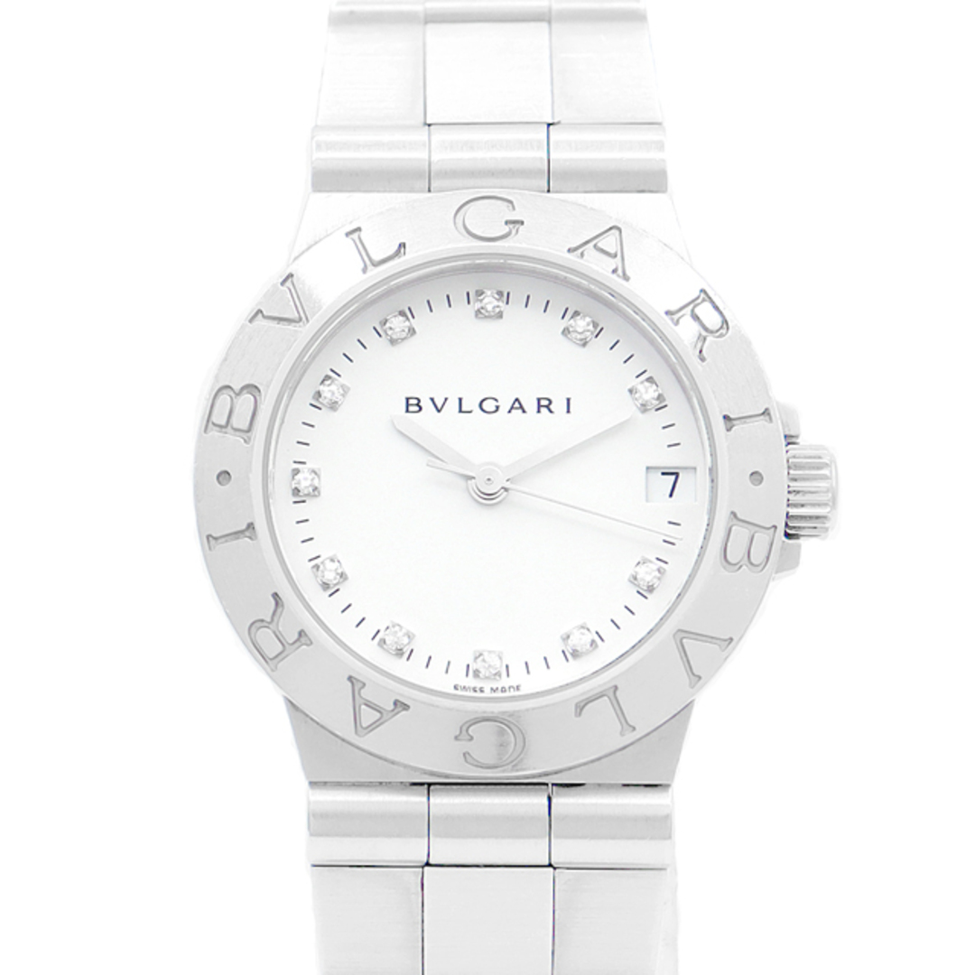 BVLGARI(ブルガリ)の電池交換済 BVLGARI ブルガリ ディアゴノ スポーツ LCV29S デイト 純正ダイヤモンド 11Pダイヤ 白 ホワイト SS ステンレス レディース クォーツ 【6ヶ月保証】【腕時計】【中古】 レディースのファッション小物(腕時計)の商品写真