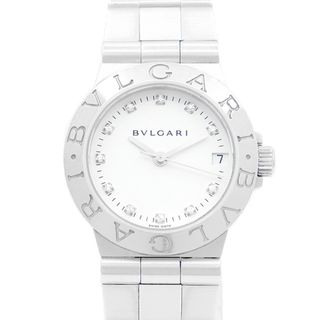 ブルガリ(BVLGARI)の電池交換済 BVLGARI ブルガリ ディアゴノ スポーツ LCV29S デイト 純正ダイヤモンド 11Pダイヤ 白 ホワイト SS ステンレス レディース クォーツ 【6ヶ月保証】【腕時計】【中古】(腕時計)