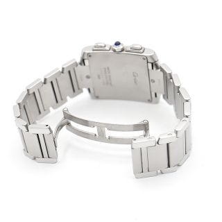 電池交換済 Cartier カルティエ タンクフランセーズ LM クロノリフレックス W51001Q3 クロノグラフ デイト 白 ホワイト アイボリー  SS ステンレス メンズ クォーツ 【6ヶ月保証】【腕時計】【中古】