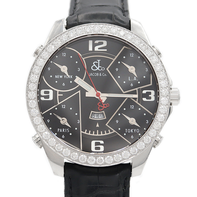 電池交換済 JACOB&Co. ジェイコブ ファイブタイムゾーン 47mm JC
