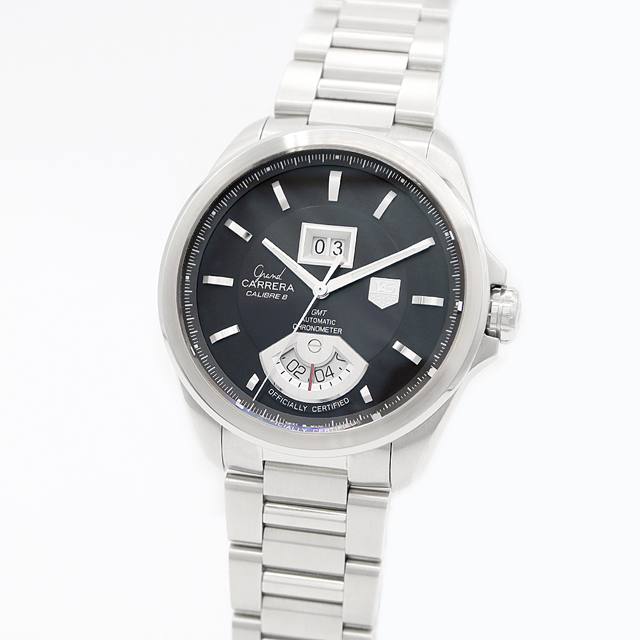 TAG Heuer(タグホイヤー)の内部点検済 TAG Heuer タグホイヤー グランドカレラ キャリバー8 WAV5113 BA0901 GMT ビッグデイト 茶 ブラウン SS ステンレス メンズ 自動巻き【6ヶ月保証】【腕時計】【中古】 メンズの時計(腕時計(アナログ))の商品写真