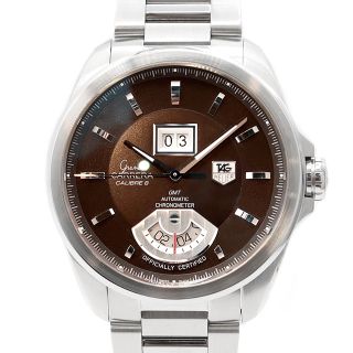 タグホイヤー(TAG Heuer)の内部点検済 TAG Heuer タグホイヤー グランドカレラ キャリバー8 WAV5113 BA0901 GMT ビッグデイト 茶 ブラウン SS ステンレス メンズ 自動巻き【6ヶ月保証】【腕時計】【中古】(腕時計(アナログ))