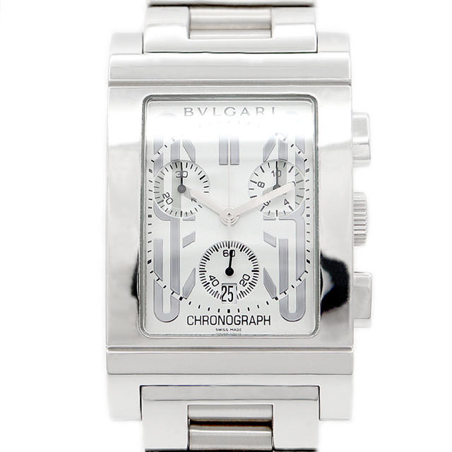 BVLGARI(ブルガリ)の電池交換済み BVLGARI ブルガリ レッタンゴロ クロノグラフ RTC49S デイト スモールセコンド 白 ホワイト SS ステンレス メンズ クォーツ【6ヶ月保証】【腕時計】【中古】 メンズの時計(腕時計(アナログ))の商品写真