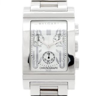 ブルガリ(BVLGARI)の電池交換済み BVLGARI ブルガリ レッタンゴロ クロノグラフ RTC49S デイト スモールセコンド 白 ホワイト SS ステンレス メンズ クォーツ【6ヶ月保証】【腕時計】【中古】(腕時計(アナログ))