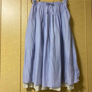 サマンサモスモス(SM2)の新品タグ付きサマンサモスモス リバーシブル無地ロングスカート 綿100%ブルー(ロングスカート)