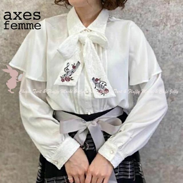 axes femme - axes femme メロディ刺繍ケープ袖ブラウス 白 Lサイズの通販 by ふわもち｜アクシーズファムならラクマ