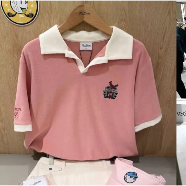ゴルフ⭐️Sマルボン ゴルフ ウェア レディース トップス 半袖 ポロシャツ（ピンク）