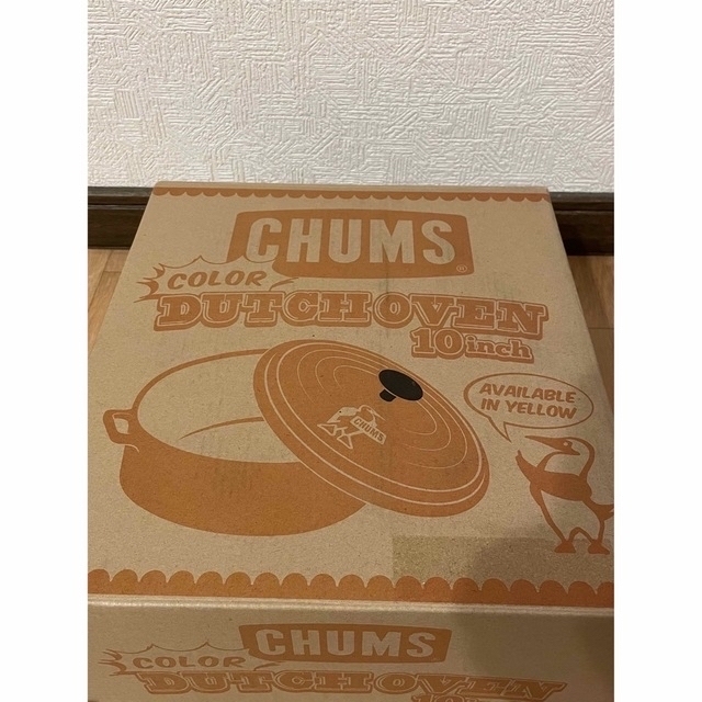 CHUMS(チャムス)のCHUMS ダッチオーブン 10インチ イエロー チャムス 美品 スポーツ/アウトドアのアウトドア(調理器具)の商品写真