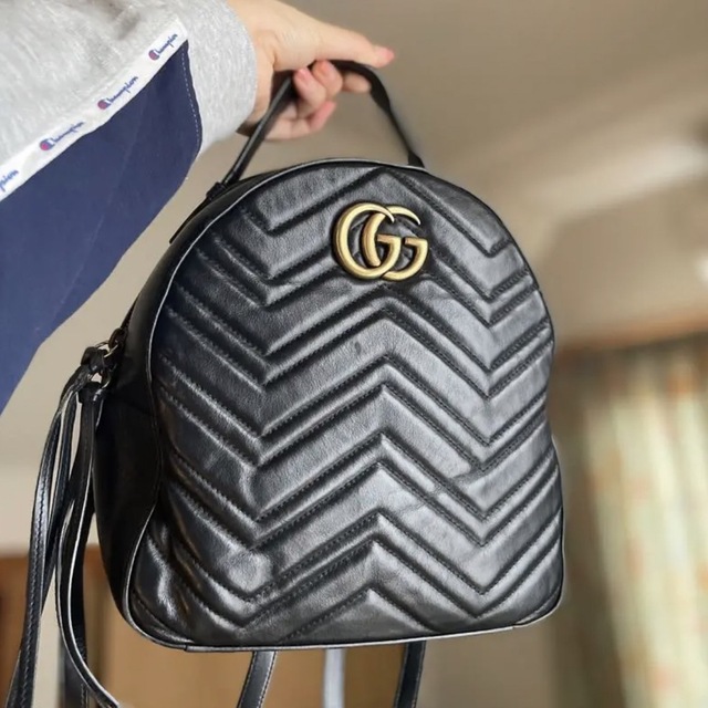 期間限定特価品 グッチ GGマーモント キルティング リュック ブラック レザー GUCCI