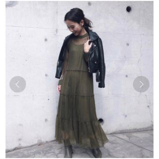 アメリヴィンテージ(Ameri VINTAGE)のAMERI SHIRRING SHEER DRESS(ロングドレス)