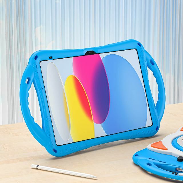 【色: 薄ブルー】360°回転 iPad 10（2022）カバー 2022 新型