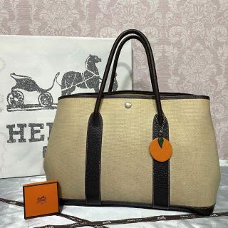 HERMES ガーデンパーティPM エルメスオレンジチャーム付き♪マロン tic