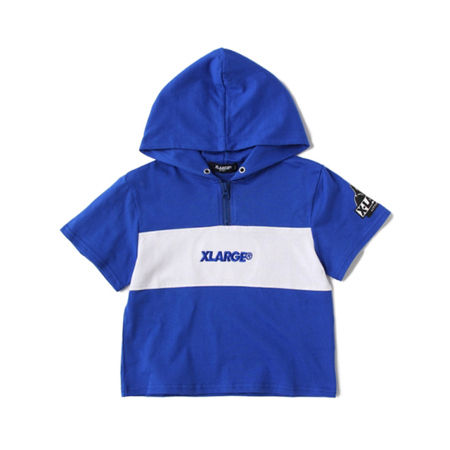 XLARGE(エクストララージ)のXLARGER KIDS  エクストララージ　切替ロゴ半袖パーカーTシャツ キッズ/ベビー/マタニティのキッズ服男の子用(90cm~)(Tシャツ/カットソー)の商品写真