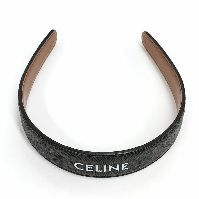 celine(セリーヌ)の5494 セリーヌ トリオンフ ロゴ レザー カチューシャ ダークブラウン レディースのヘアアクセサリー(カチューシャ)の商品写真