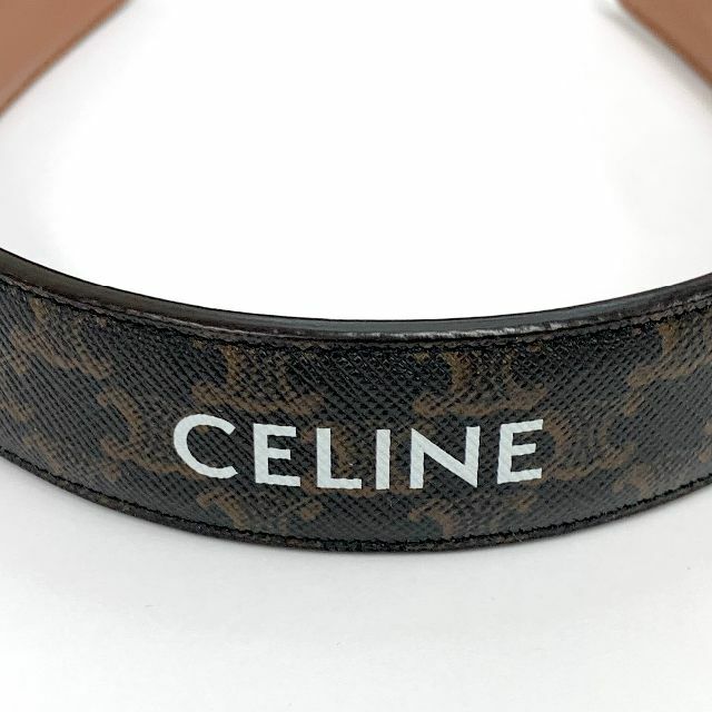celine(セリーヌ)の5494 セリーヌ トリオンフ ロゴ レザー カチューシャ ダークブラウン レディースのヘアアクセサリー(カチューシャ)の商品写真