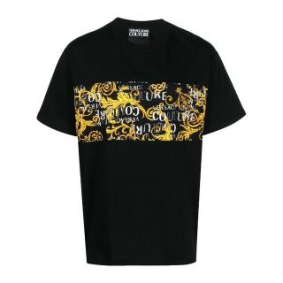 VERSACE JEANS COUTURE Tシャツ バロック ブラック(Tシャツ/カットソー(半袖/袖なし))