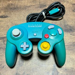 ニンテンドーゲームキューブ(ニンテンドーゲームキューブ)のゲームキューブ　GAMECUBE　コントローラー　エメラルドブルー　動作品(その他)