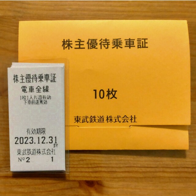 東武鉄道株主優待乗車証10枚　2023/12/31 1