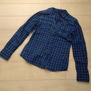 エイチアンドエム(H&M)のH＆M★チェック柄シャツ(ブルー・36)(シャツ/ブラウス(長袖/七分))