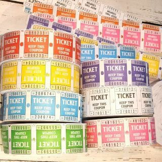 全7種 7000枚ダブルロールチケット✩ネオンカラー 新品 素材コラージュ