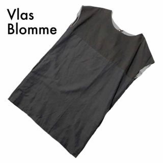 ヴラスブラム(Vlas Blomme)のブラスブラム ノースリーブ ワンピース グレー ストライプ柄 F 夏 綿 リネン(ひざ丈ワンピース)