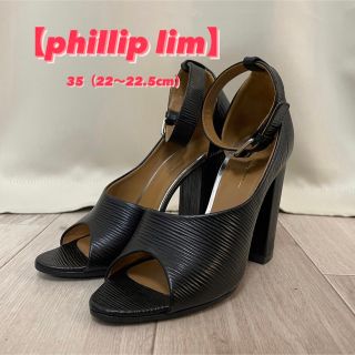 スリーワンフィリップリム(3.1 Phillip Lim)の【3.1phillip lim／フィリップリム】レザーサンダル35 黒 美品(サンダル)