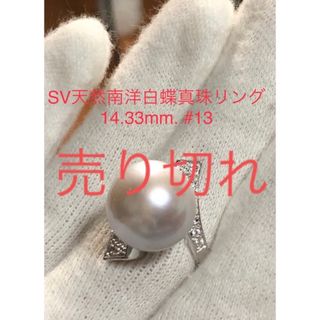 SV天然南洋白蝶真珠　超大珠　リング　14.33mm #13(リング(指輪))