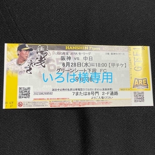 ハンシンタイガース(阪神タイガース)の阪神タイガース 6月28日(水) 対中日 グリーンシート(野球)