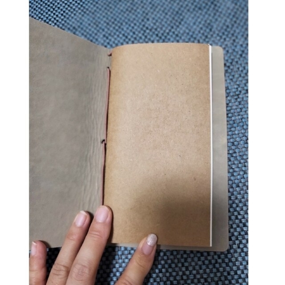 junk journalノート メモ帳 日記 革カバー付き  10.5×18cm ハンドメイドの文具/ステーショナリー(その他)の商品写真