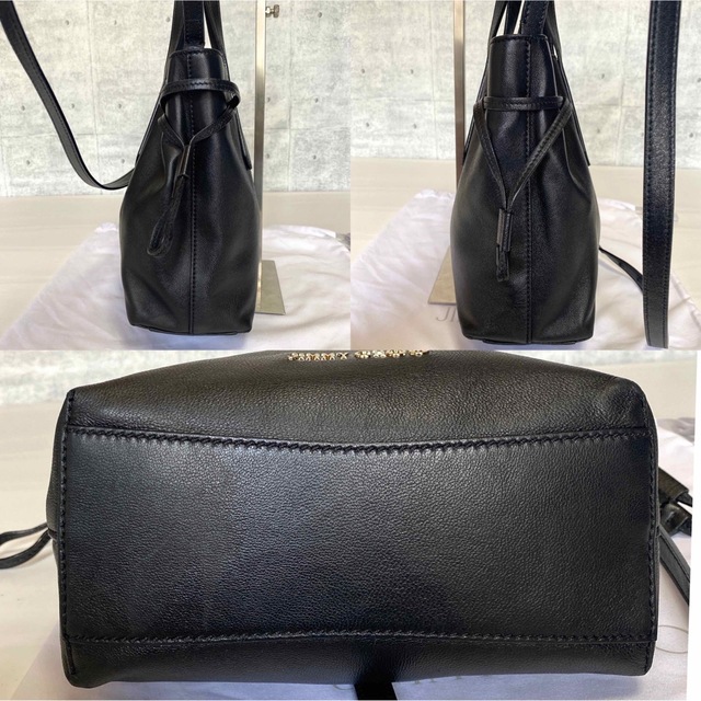 オイルペイント 【極美品】JIMMY CHOO BARRA/S BLACK 2WAYトートバッグ