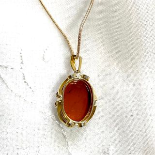 ヴィンテージネックレス 天然石 赤瑪瑙 メノウ ゴールドチェーン