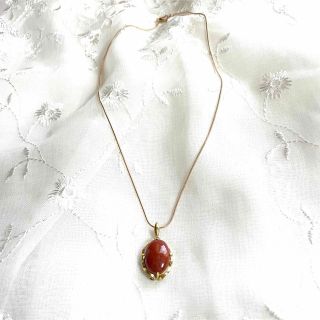 ヴィンテージネックレス 天然石 赤瑪瑙 メノウ ゴールドチェーン