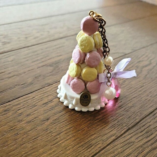 新品 マカロンタワー ストラップ マカロン ピンク ハート リボン