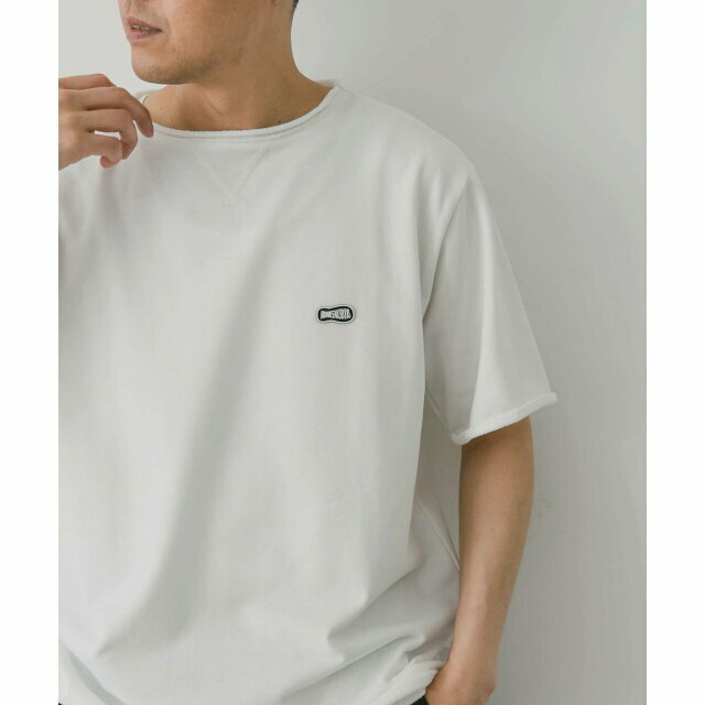 【WHITE】『吸水速乾』ミニ裏毛ラバーネームショートスリーブTシャツ