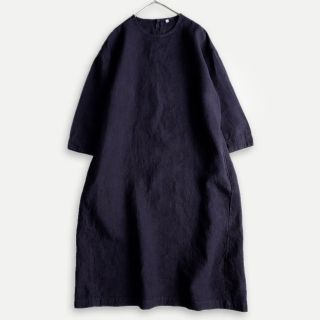 ムジルシリョウヒン(MUJI (無印良品))の新品 MUJI✨無印良品 フレンチリネン ドロップショルダー 七分袖ワンピース(ロングワンピース/マキシワンピース)