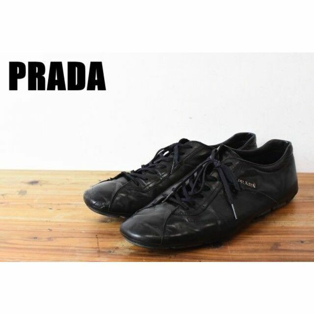 MN BH0025 美品 PRADA プラダ ガラスレザー レースアップ-