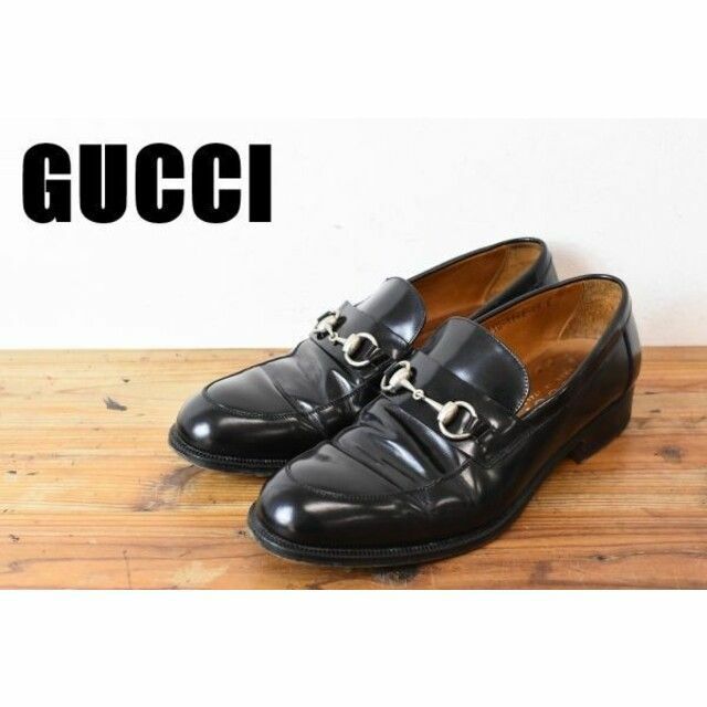 海外正規品 MN BI0016 高級 GUCCI グッチ ビットローファー 金具 革靴