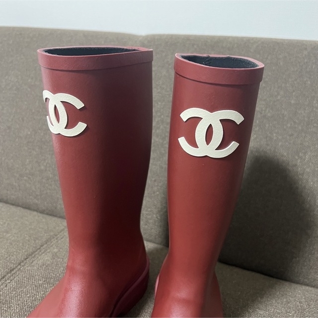 CHANEL - CHANEL シャネル レインブーツ ブーツ ボルドー 希少の CHANEL - CHANEL シャネル レインブーツ ブーツ ボルドー 希少の