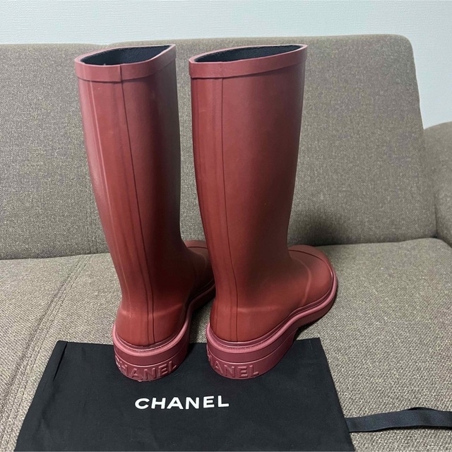 CHANEL - CHANEL シャネル レインブーツ ブーツ ボルドー 希少の CHANEL - CHANEL シャネル レインブーツ ブーツ ボルドー 希少の