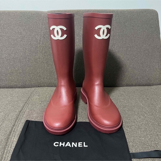 CHANEL シャネル レインブーツ ブーツ ボルドー 希少