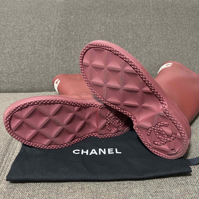 CHANEL - CHANEL シャネル レインブーツ ブーツ ボルドー 希少の CHANEL - CHANEL シャネル レインブーツ ブーツ ボルドー 希少の