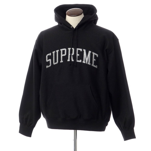 シュプリーム Supreme 2023年春夏 Metallic Arc Hooded Sweatshirt コットンポリエステル プルオーバー パーカー ブラックxシルバー【サイズＬ】【メンズ】付属品なし