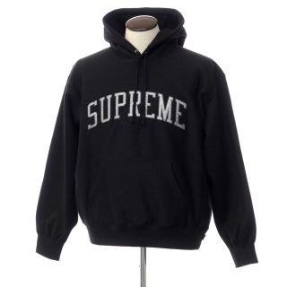 シュプリーム(Supreme)の【中古】シュプリーム Supreme 2023年春夏 Metallic Arc Hooded Sweatshirt コットンポリエステル プルオーバー パーカー ブラックxシルバー【サイズＬ】【メンズ】(パーカー)