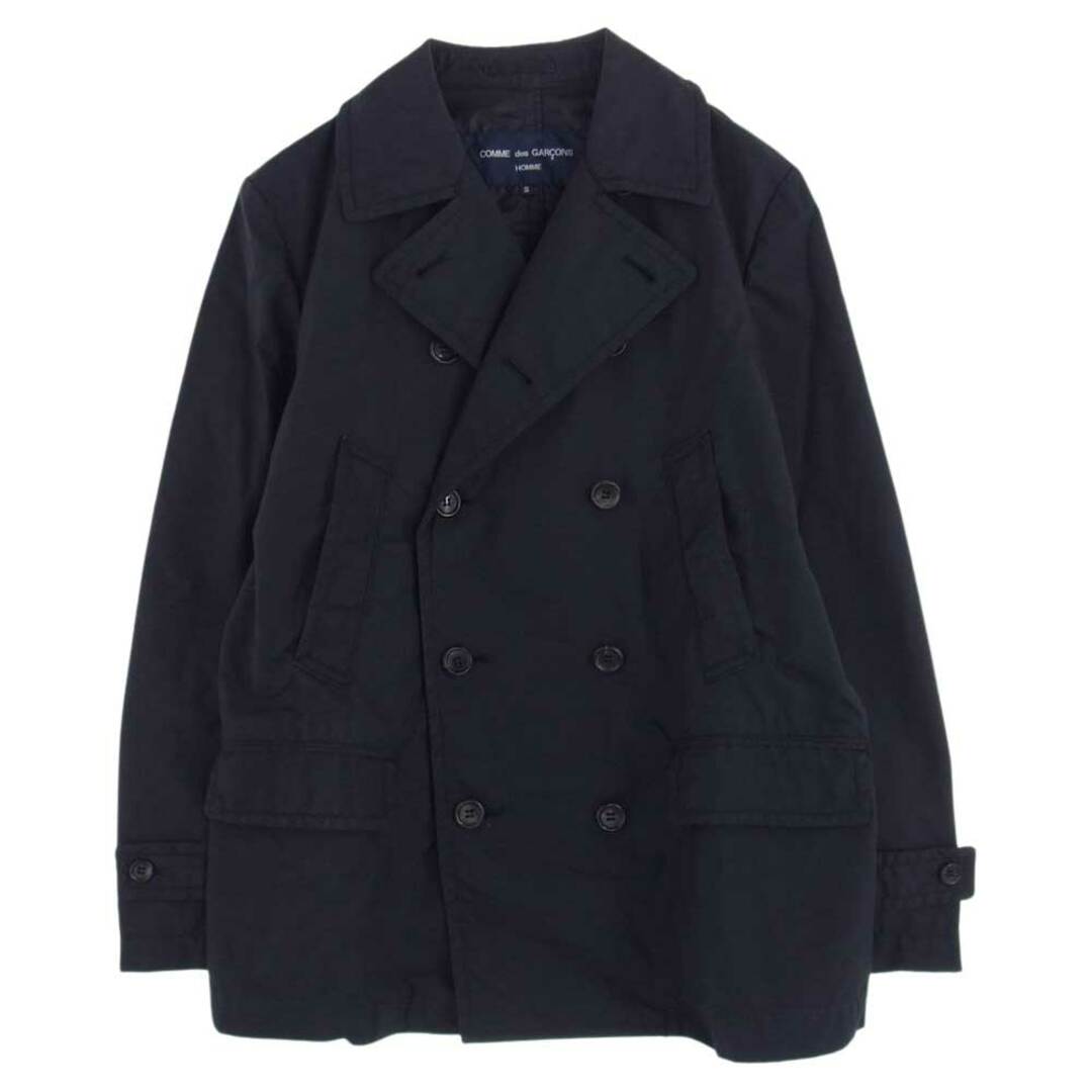 COMME des GARCONS HOMME コムデギャルソンオム ピーコート 07AW HT-C017 AD2007 パッカリング加工 ナイロン トレンチ ショート Pコート ピーコート ブラック系 S