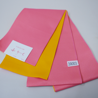 半幅帯 浴衣帯 日本製 ポリエステル100％ ピンク×黄色 NO39003(浴衣帯)